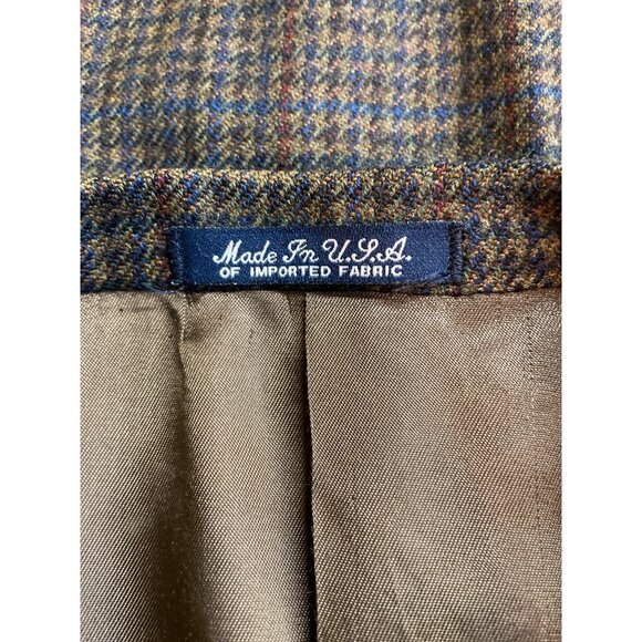 Austin Reed 48L Men’s Wool Blazer Brown Houndstooth Check Sport Coat Classic USA - Picture 3 of 10